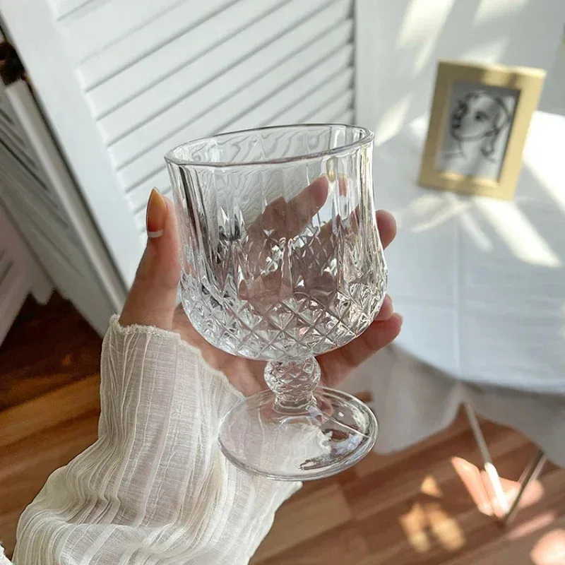 

TOPLIVING Luxury Goblet Diamond Red Champagne Glass Mug Transparent Cognac Wine Cups High Foot Cocktail Cup Dri