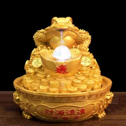 Lucky Gold Toad Flowing Water Waterfall Decoration Resin Crafts Feng Shui Indoor Water Fountain Art Landscape Fountain Ornaments