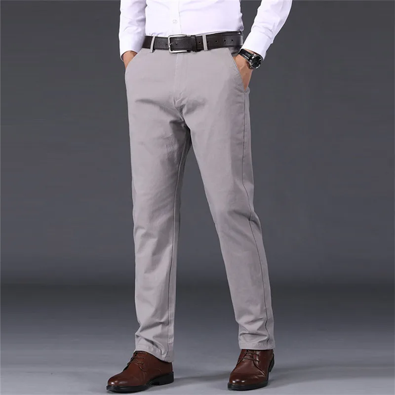 

2026 весна-лето мужские хлопковые умные повседневные брюки однотонные прямые дышащие брюки мужские офисные тонкие брюки полной длины