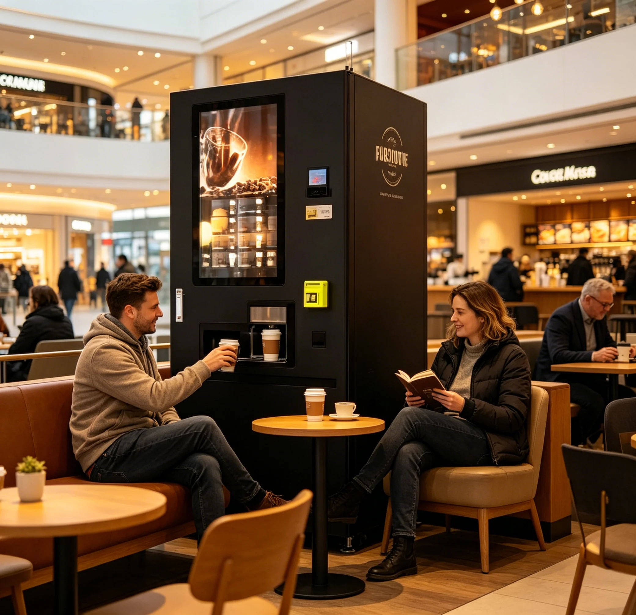 Coffee Vending Machine Paper Money Operated Freshly Brewed Coffee Vending Machine