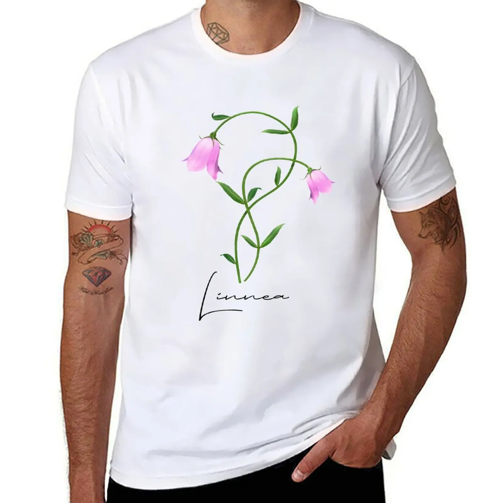 

Nordic Wildflower Linnea Twinflower Pretty Pink Flowers floral T-Shirt t shirt for man 100 percent cotton T-Shirt