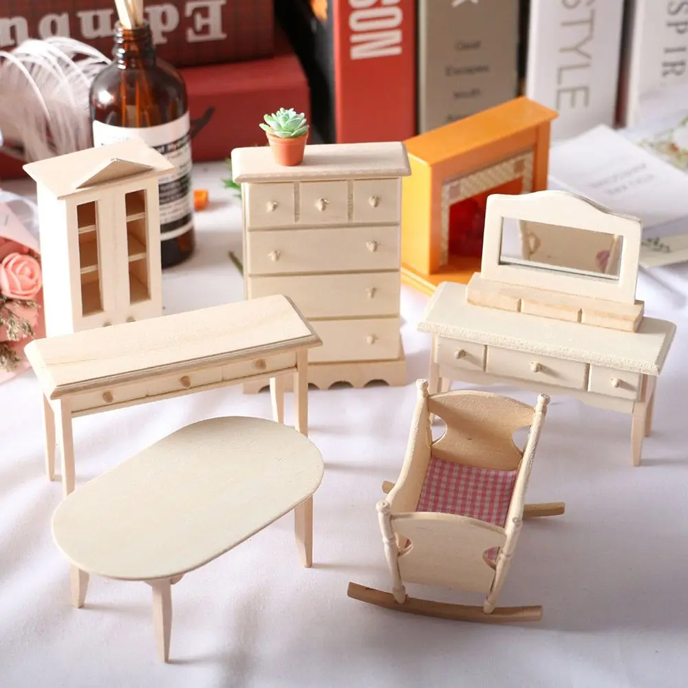 Wooden Prop Cradle Cot Simulated Toys Photographic Scene Dolls House Bedroom Dollhouse Miniature