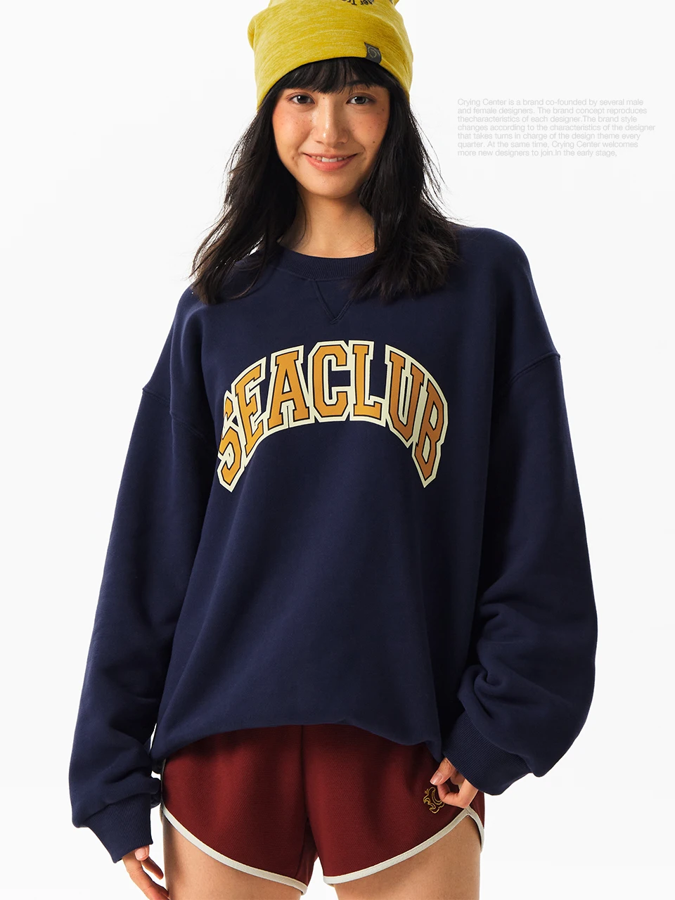 

Comfortable Fce round Ne Sweatirt with Letter Print for Men And Women Retro SEACLUB Design Long Sve Home Leisure Wear