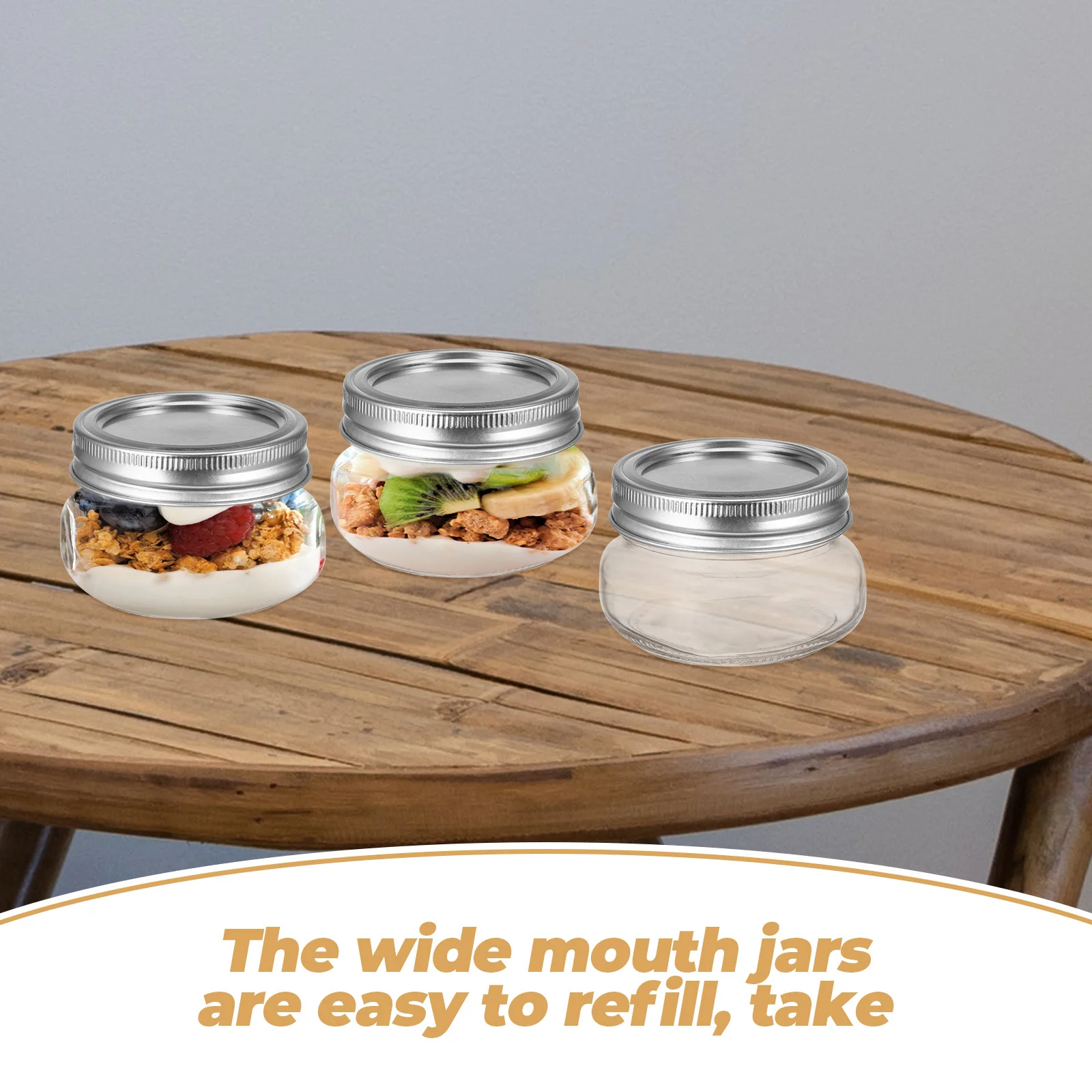 

6Pcs Small Mason Jars with Lid Clear Glass Sealed Storage Containers for Jam Honey Syrup Kitchen Household