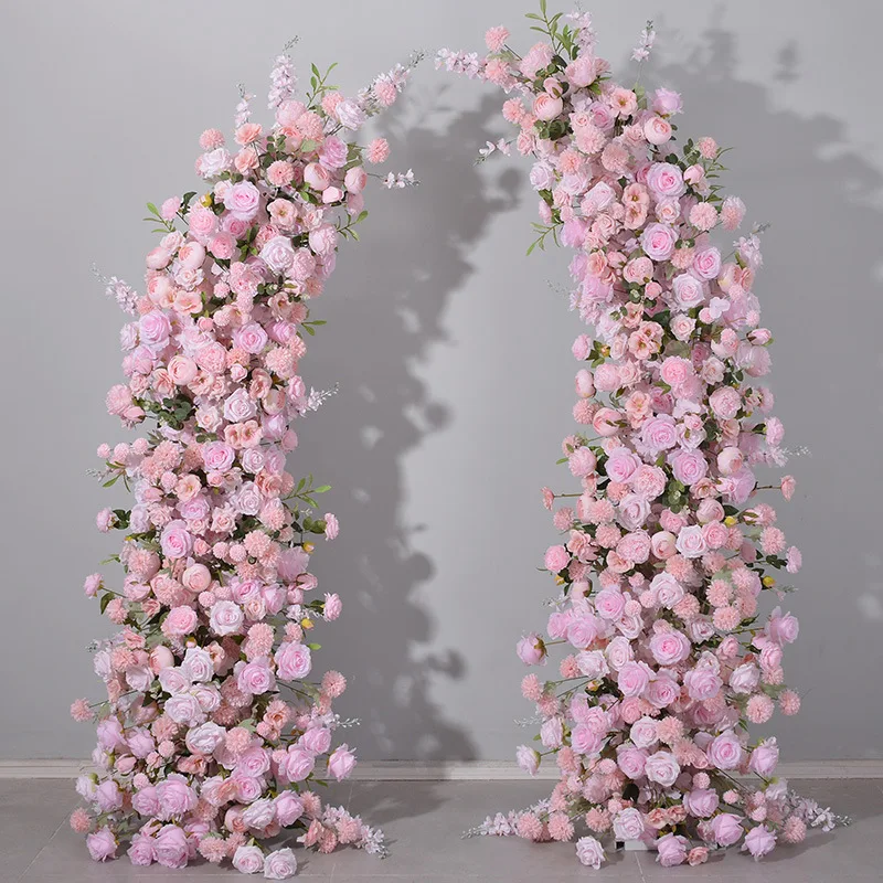 

Wedding Stage Background 2.1 & 2.3 Meter High Quality Silk Fabric Flowers Pink Artificial Flower Arch For Wedding Decorations