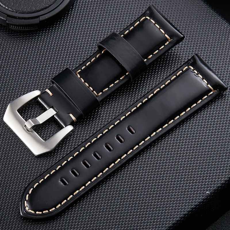 Crazy Horse Cow leather watch band for Panerai luminor Cowhide straps Black Blue Brown Green 20 22 24mm 26mm bracelet with logo