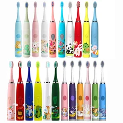 Children Electric Toothbrush Cartoon Kids With Replacement Head Ultrasonic  IPX7 Waterproof Rechargeable Sonic Toothbrush