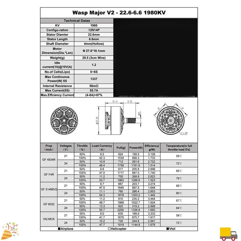 Voor Rcinpower Wasp Major V2 Borstelloze Motor 5-6S 4Mm As Voor 5Inch FPV Racing Freestyle Multicopter