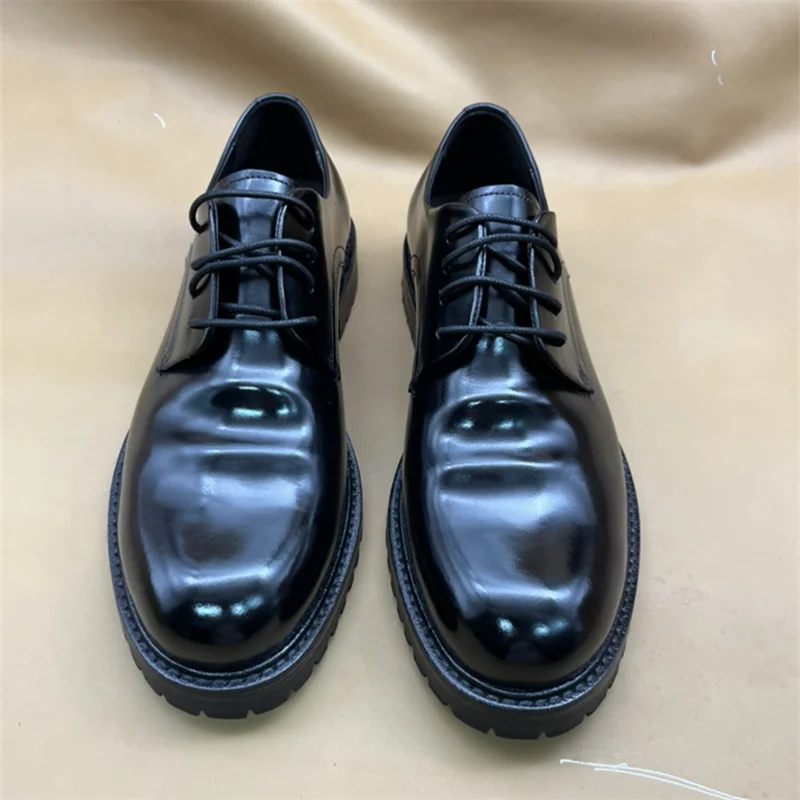 

New Men's Business Horse Leather Shoes, Leather Outsole Handmade Lace-up Casual Men's Shoes