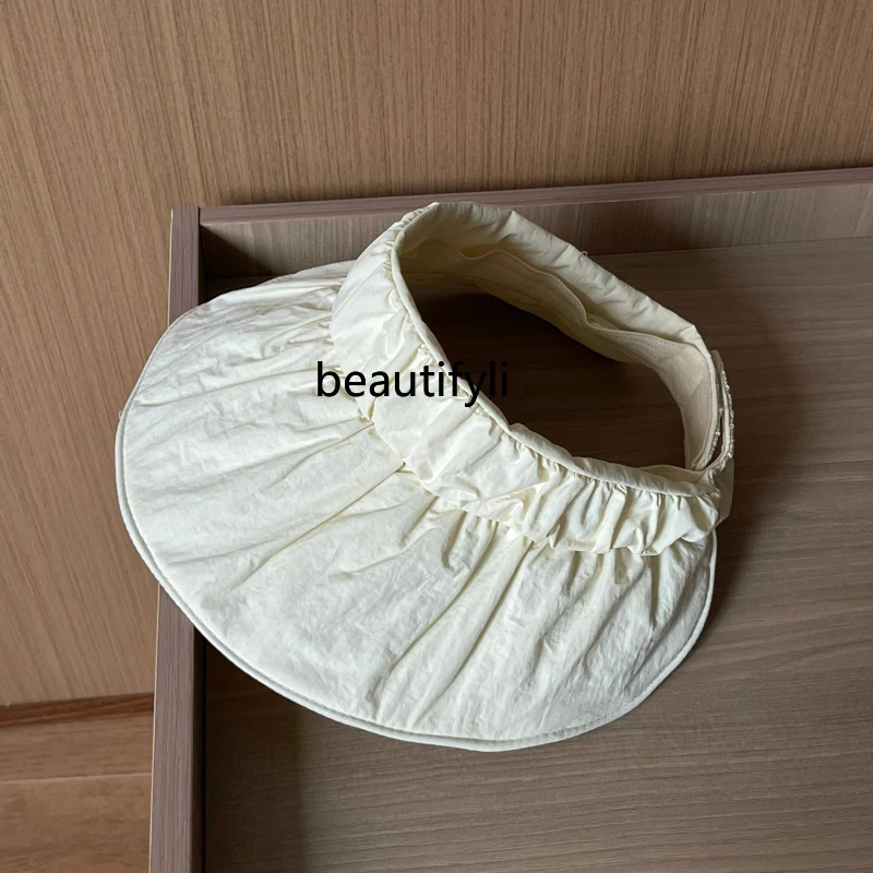 

Niche Design Sun Protection Visor Cap Women's Spring and Summer Outdoor UV-Proof Pleated Big Brim Shell-like Bonnet