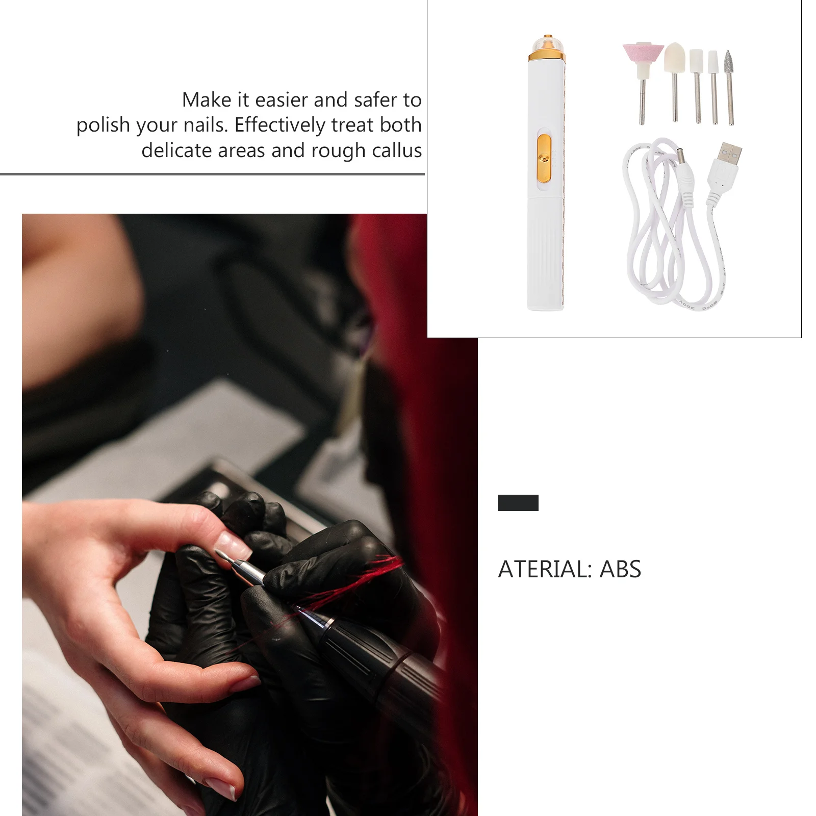 1 set Drill Machine Portable Electric File For Manicure Sanding Polishing Exfoliation Usb Rechargeable Acrylic Nail Grinder Tool