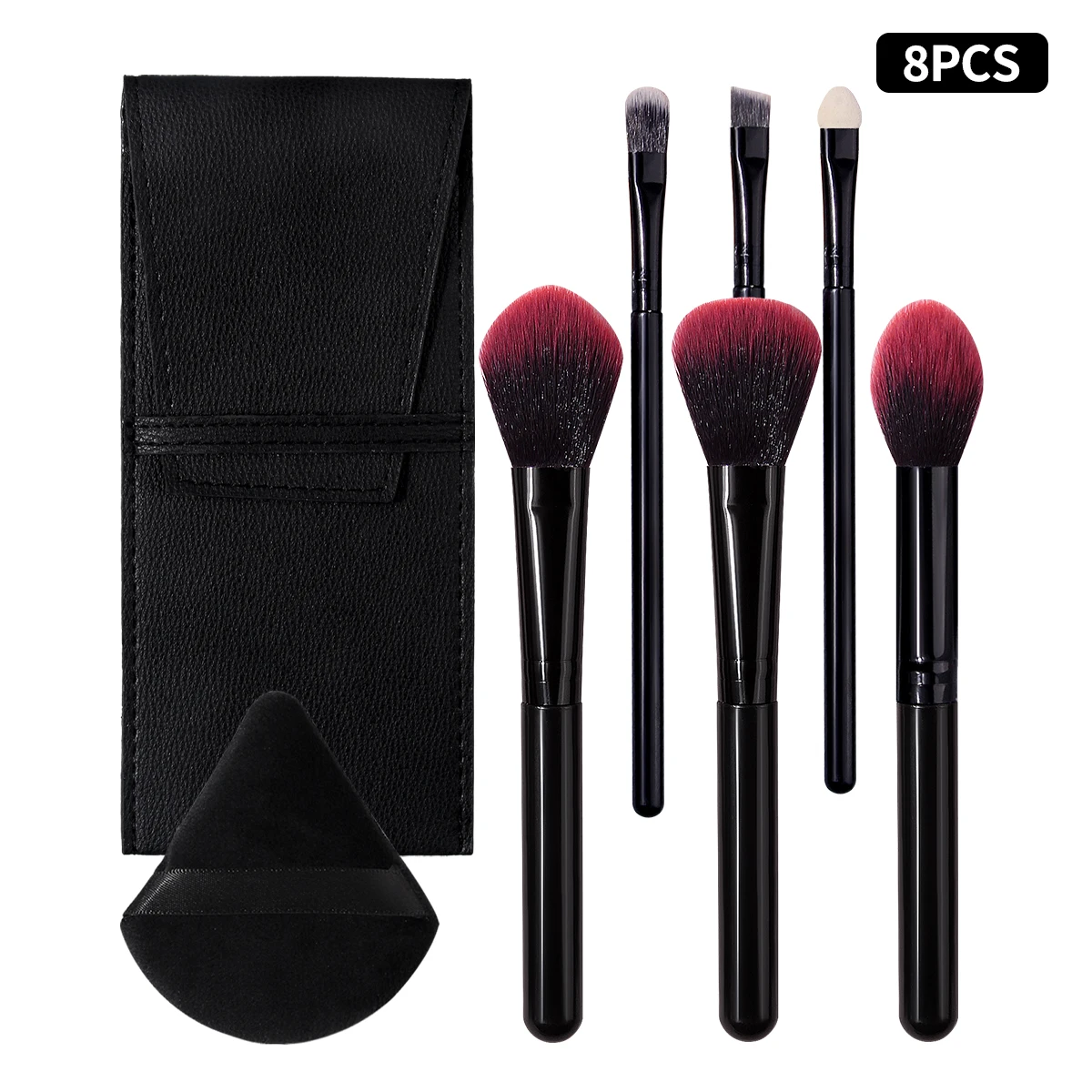 `8Pcs Makeup Brush Set with Storage Bag Triangle Powder Puff Professional Face Eye Cosmetic Brushes Beauty Kit