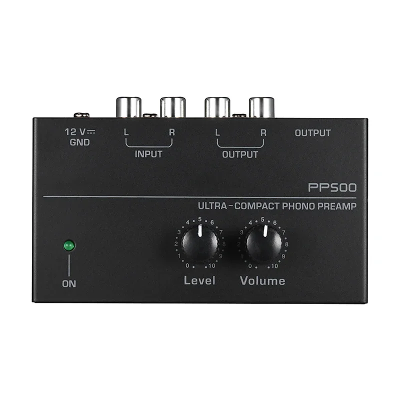 Portátil Phono Preamp pré-amplificador com Volume Nível Control LP Vinyl Turntable, entrada RCA, 1/4 "TRS saída Interfaces