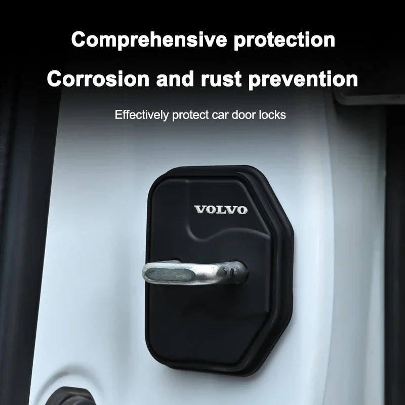 سيارة فولفو شعار سيليكون قفل الباب غطاء حماية ملصقات لفولفو Rdesign Polestar AWD V50 S60 XC60 S40 XC40 XC90 V60 S80