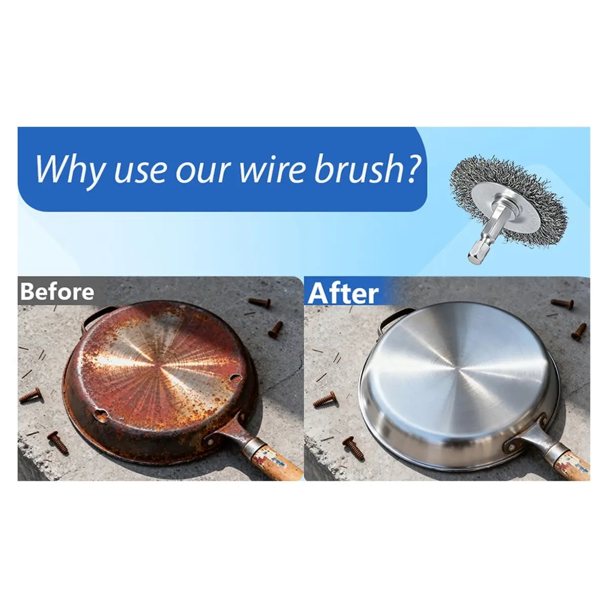 ABFA Drill Wire Brushes Coarse Carbon Steel Crimping Wire Wheel Cup Brushes, Hex Shank-Suitable for Rust Cleaning 12Pcs