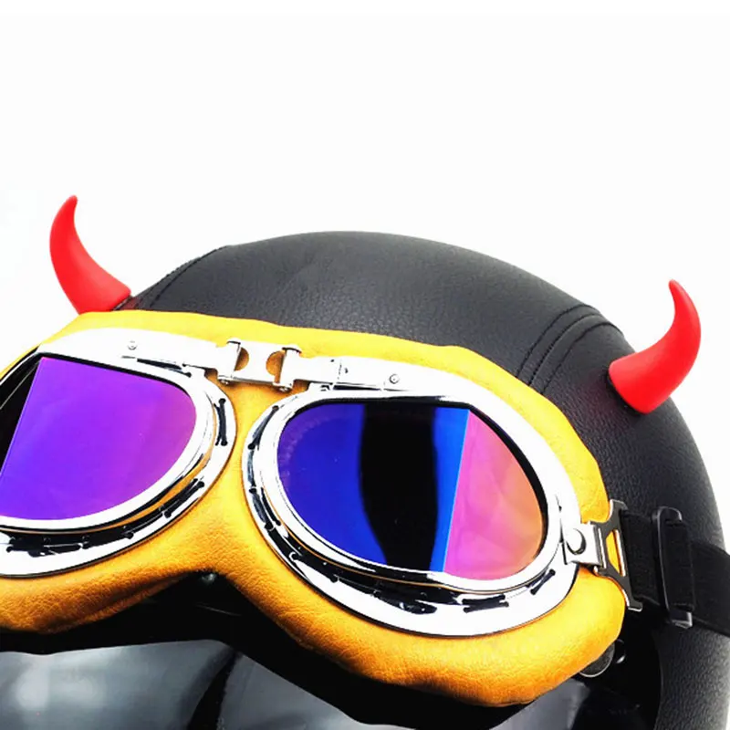 1 Pair Motorcycle Helmet Devil Horn Decorative Stickers Retro Headwear Horns Headlight Modified Accessories 3.8 X 1.6cm