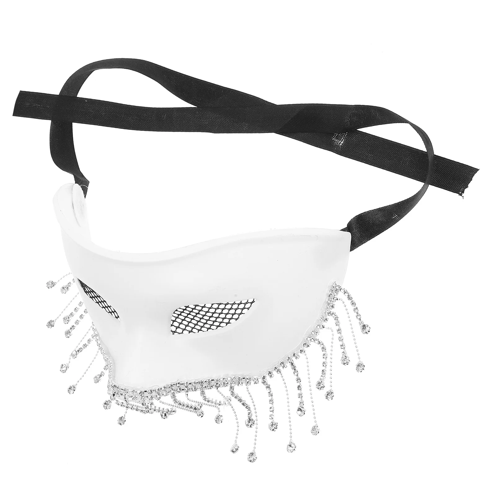

Vintage Rhinestone Masquerade Mask Half Face Fringe Tassel Eye Mask for Halloween Mardi Gras Prom Party Party for Mardi Gras