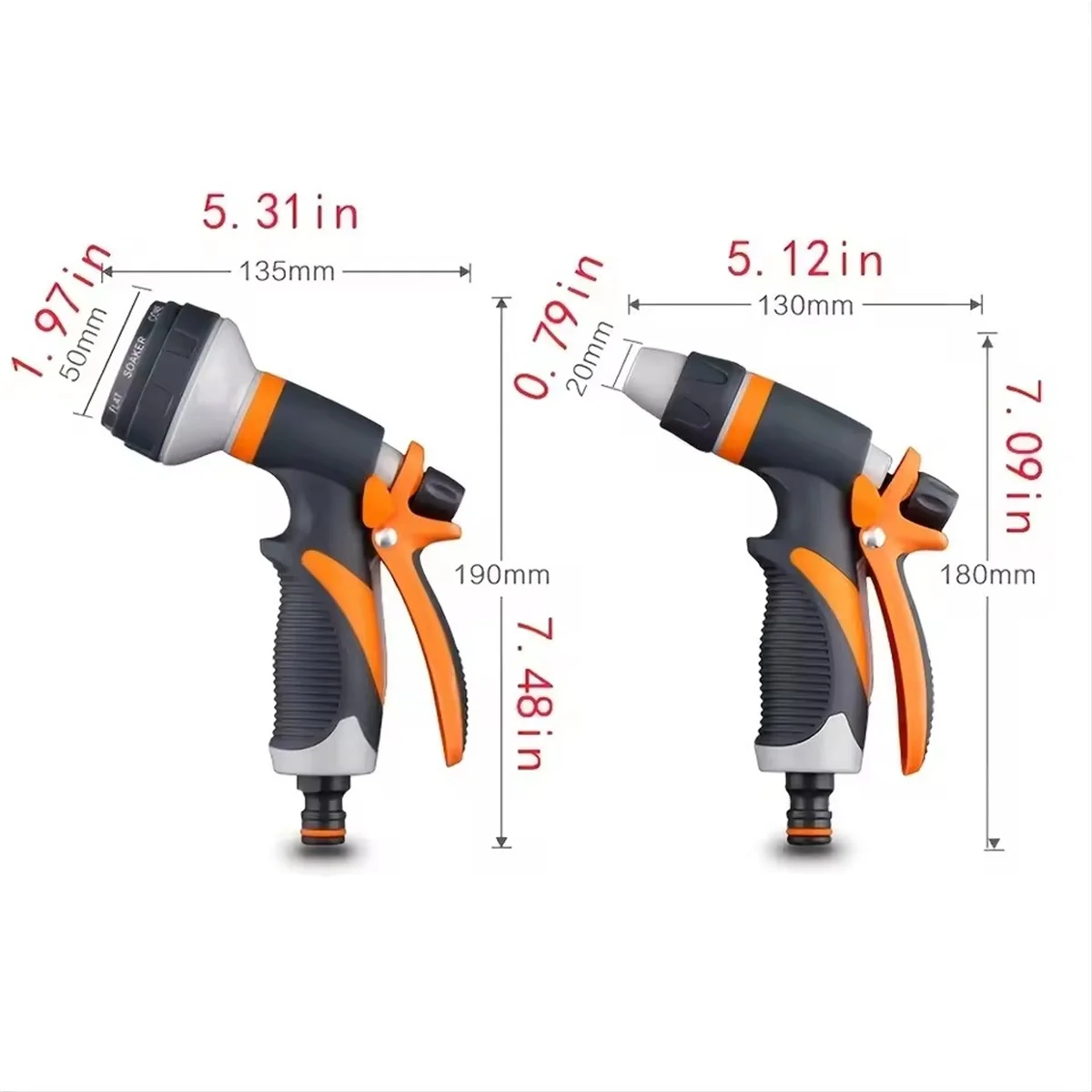 High Pressure Garden Hose Nozzle Garden Watering Car Wash Adjustable Glue Spray Water Gun TPR Drop Corrosion Resistant ﻿