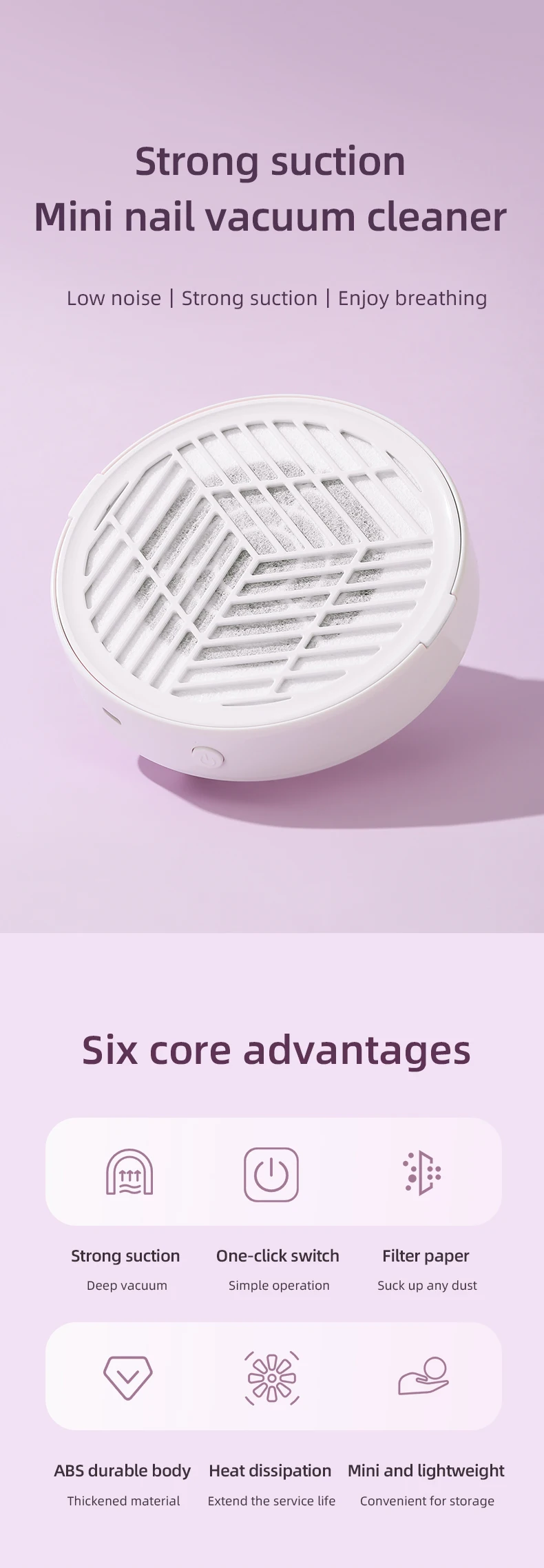 New Mini Nail Dust Collector Extractor Fan Professional USB Powerful Nail Vacuum Cleaner With Remove Paper Filter Nail Equipment