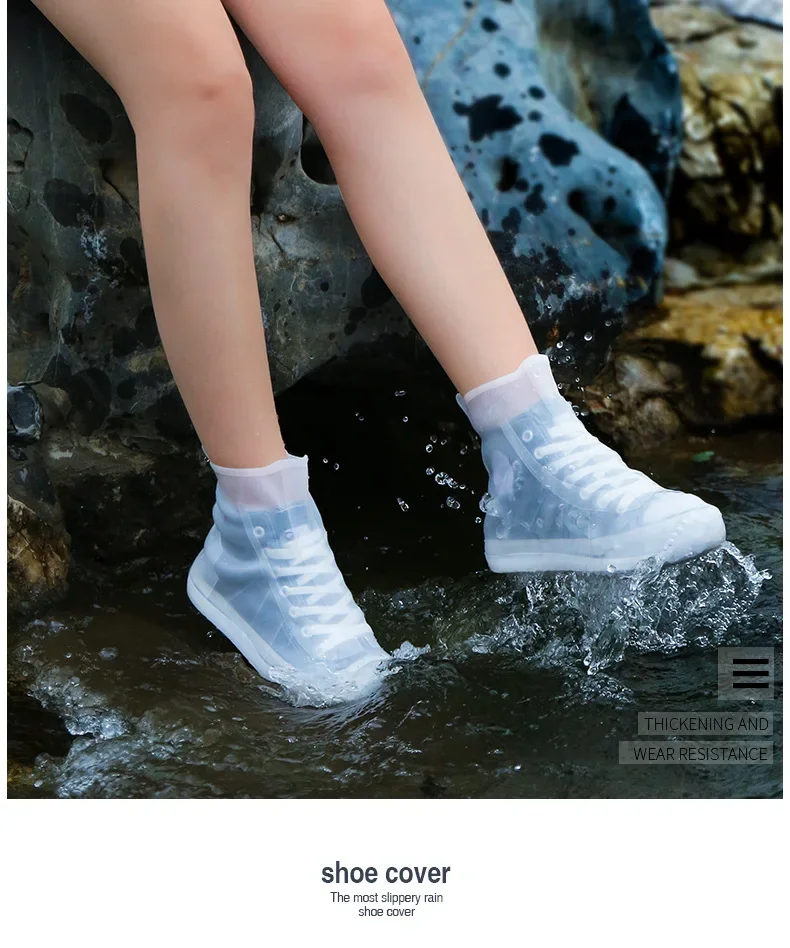 rain shoe cover reusable Silicone Tall tube intensification anti-slip Children\'s outdoor rain shoes cubre calzado impermeable