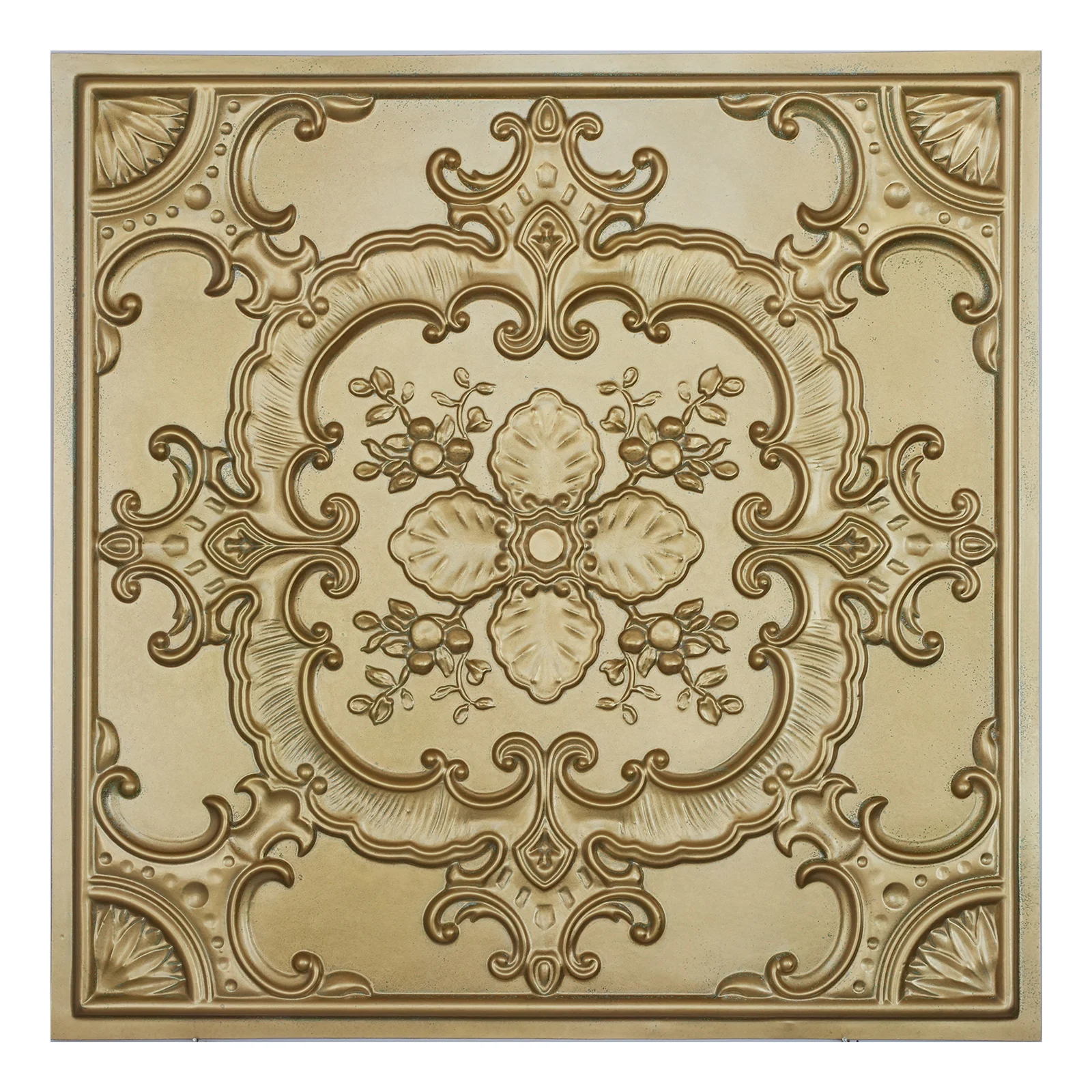 Artistic 3D ceiling tile, Metalized ceiling panels, for Public house PL17 Brass verdigris 10pcs