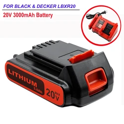 For BLACK & DECKER 20V 3000mAh Rechargeable Lithium Battery for LB20 LBX20 LBXR20 LBXR2020 LB2X4020-OPE Power Tools and Charger