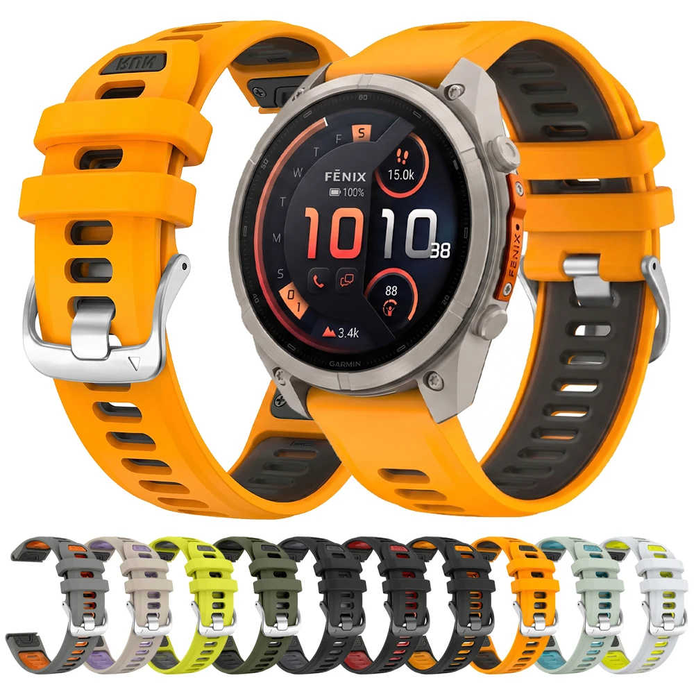 QuickFit 22mm 26mm Silicone Watch Band For Garmin Fenix9 8 7 6 5 / Fenix 9 Pro InReach Solar 47mm 51mm Strap Wristband Bracelet