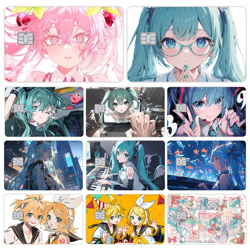 

Anime Cartoon Miku Credit Card Skin Stickers for VISA Bank Card Bus Metro Sticker Front Side Waterproof Women Accessories Gift