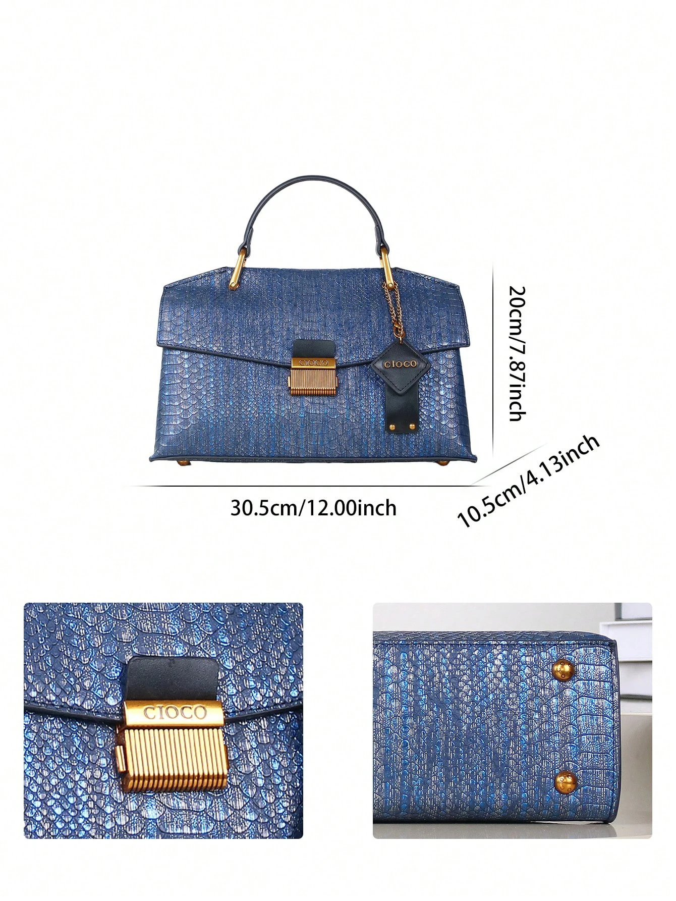2026 Neue Retro Blaue Schlangenförmige Hochwertige Handtasche Mode Luxus-Handtasche Leichtgewichtige Große Kapazität Einschulter-Messenger-Tasche – Detail 8