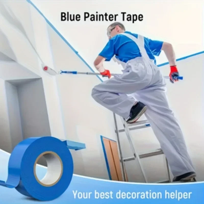 5 Rolls Blue Painter Tape, Residue-Free Masking Tape for Car Painting, Home Office School Art Crafts Labeling