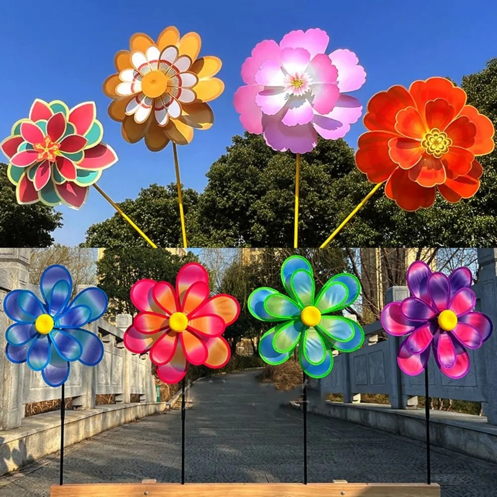 다양한 스타일의 구름 연꽃 곤충 풍차 PVC 이중층 스탠딩 잔디 꽃 바람개비 다채로운 피크닉 장식 장난감