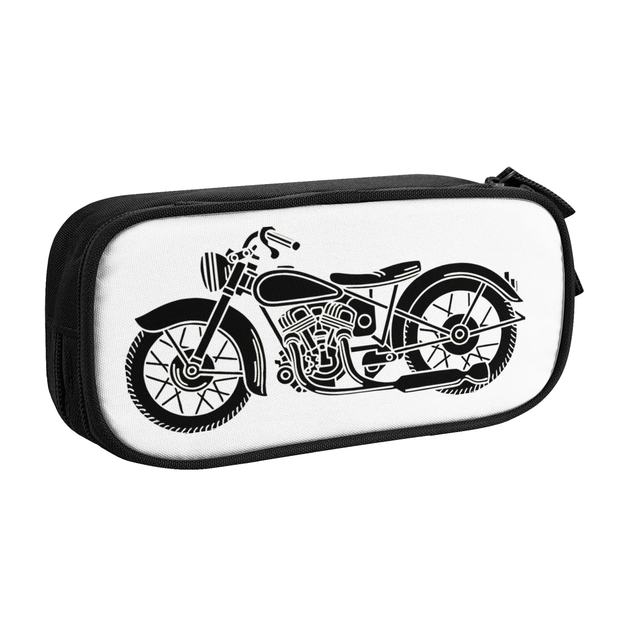 1 piece Lightweight Bike Pencil Case Boys Pen Bag Motorcycle Line Art School Pencil Pouch