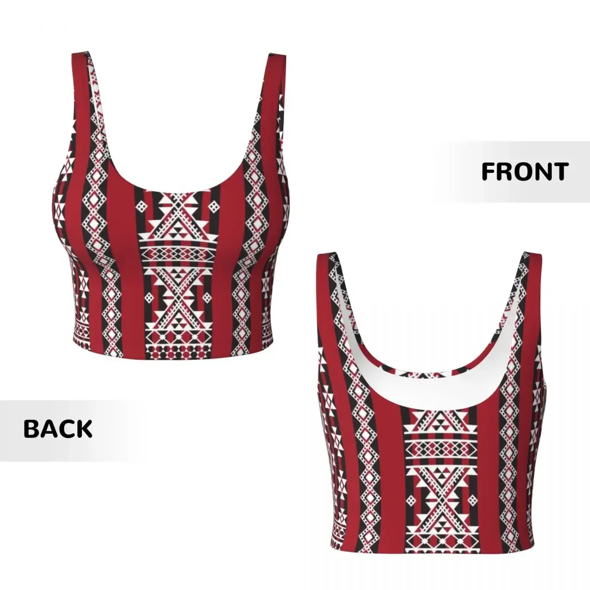 カスタム Kabyle カーペット幾何学アートワークアウトクロップタンクトップ女性のためのシームレスな Amazigh ベルベル装飾ランニングヨガスポーツブラ