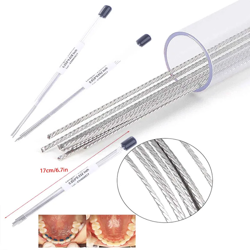 

10 шт./упак. Стоматологические ортодонтические проволоки для лингвальных ретейнеров: плоские, прямые, витые, из нержавеющей стали, предварительно загнутые, для зуботехнических лабораторий