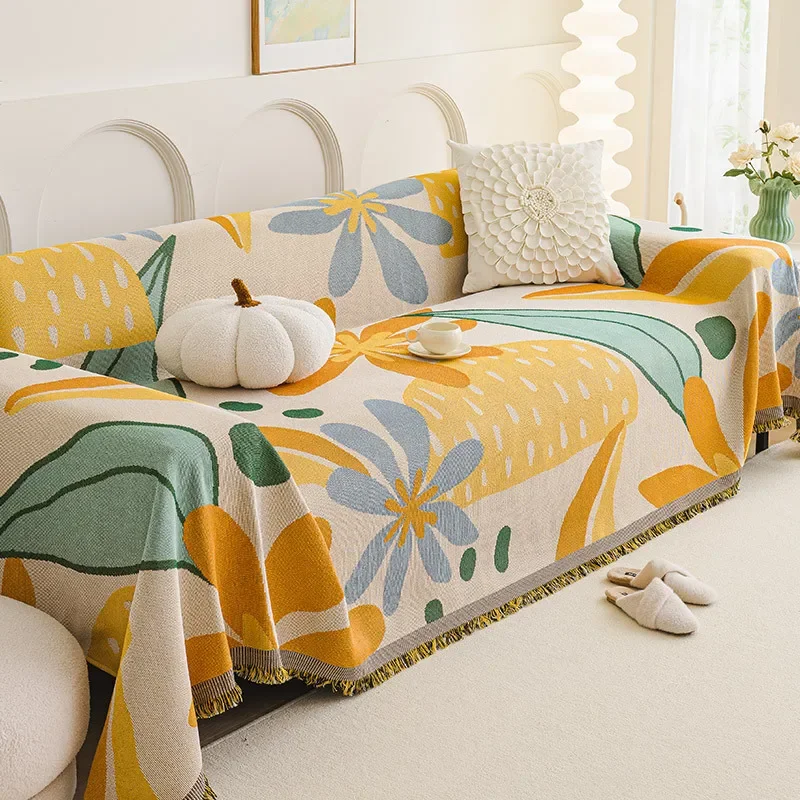 Vintage Printed Sofa Towel for Living Room Soft Knee Sofa Blanket for All Seasons All-Inclusive Furniture Protection Slipcover