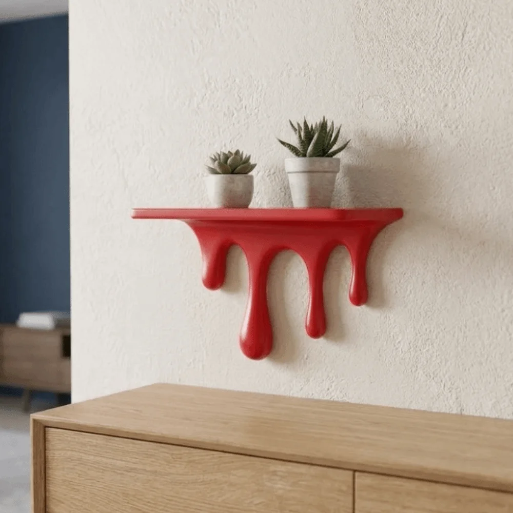 3D Printed Drip Floating Shelf Plastic Stable Melting Wall Shelf Irregular Shape Wall-Mounted Decorative Wall Bracket