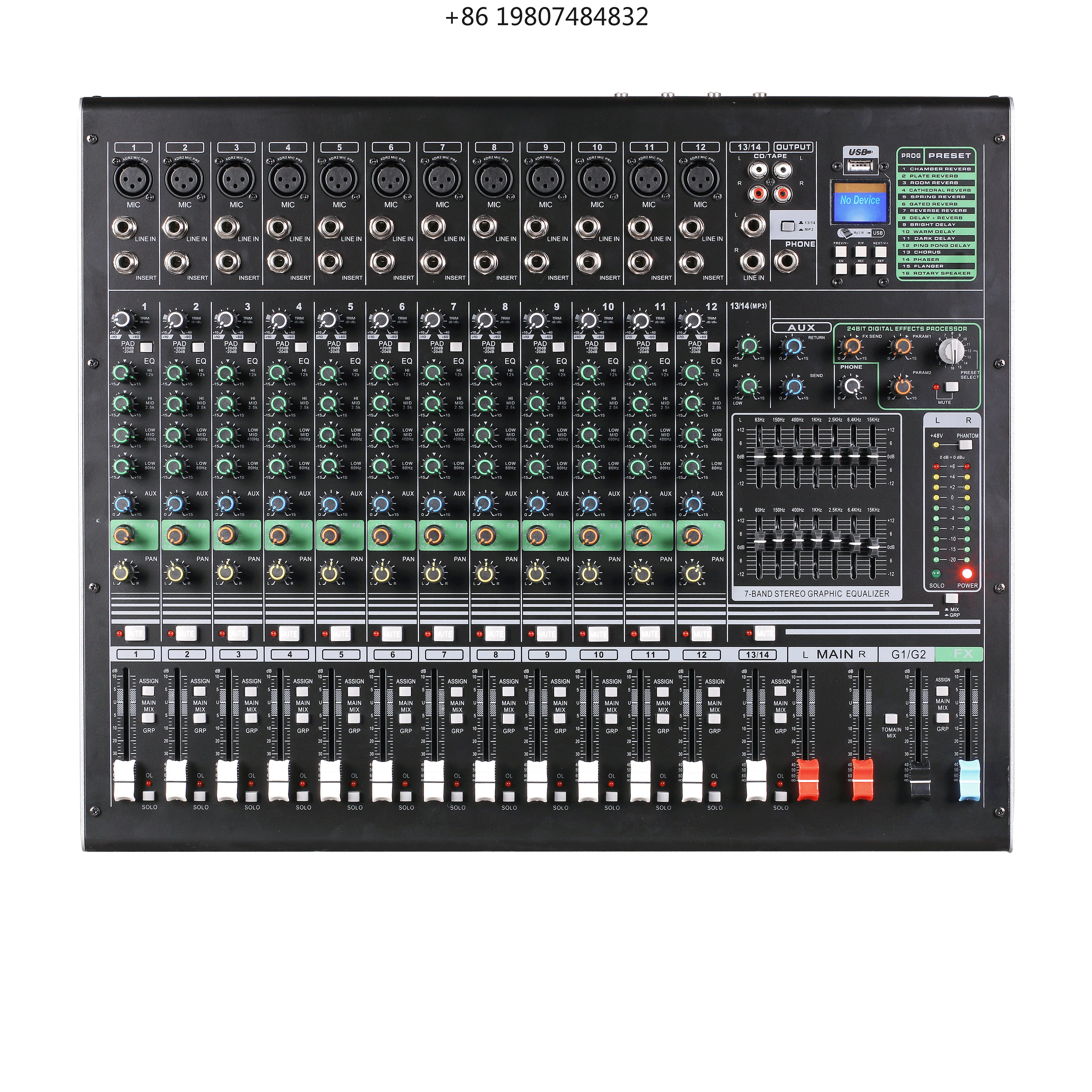

Stage Performance Singing KTV Party DJ Music Professional Metal & Plastic Powered Analog Audio Mixer Mixing Console for