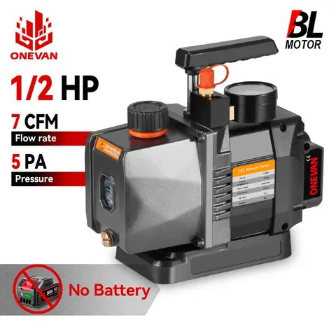 ONEVAN 1/2HP 7CFM 브러시리스 냉매 진공 펌프 21V 18V 배터리 용 자동차 가정용 1/4 에어컨 냉각 펌프