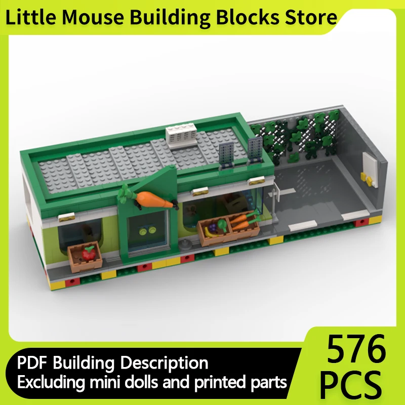 

City Street View Model MOC Building Bricks Closed Type Supermarket Modular Technology Gifts Holiday Assemble Children Toys Suit