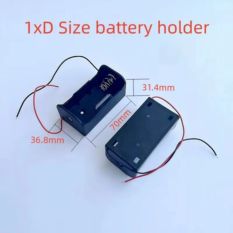 Suporte de bateria tipo tamanho D, 1/2/3/4 slots, célula de suporte de bateria tamanho D com fios, caixa de bateria durável