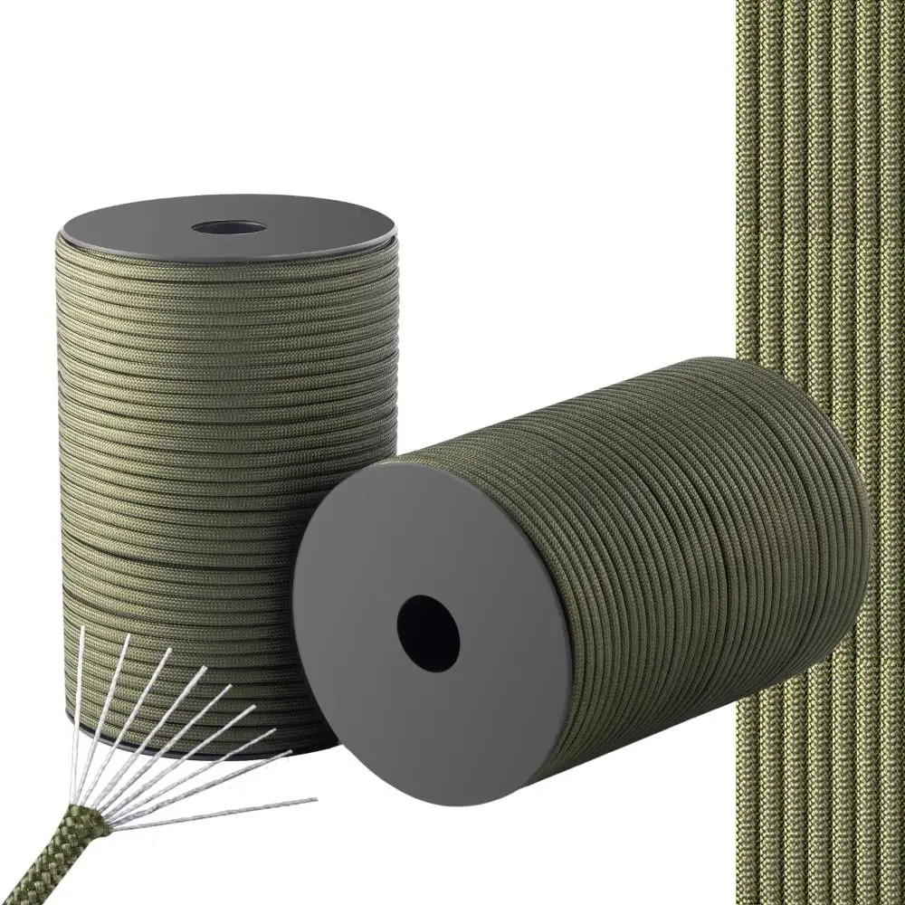100M Length Rescue Paracord 9-Core Structure 4mm Diameter Survival Paracord 550 Type Polyester Material Camping Paracord