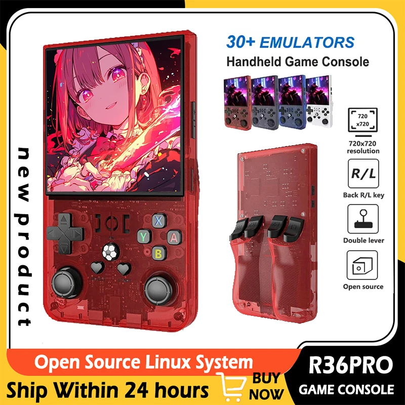 

Open Source R36 PRO Retro Handheld Video Game Console Linux System 3.5 Inch IPS Screen Portable Pocket Video Player 64GB Games