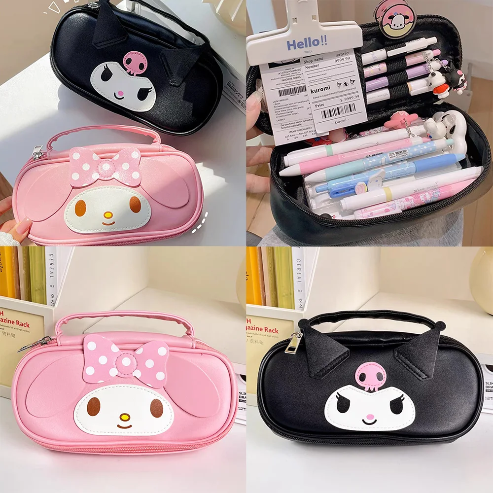 

Kawaii Sanrio Kuromi Pu Makeup Bag Cartoon Melody Student Stationery Storage Bags Women'S Travel Portable Toiletries Bags Gifts