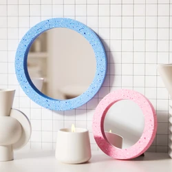 Nicole Circle Mirror Silicone Mold Concrete Casting Handmade Gypsum Round Mirror Frame Making Room Decor
