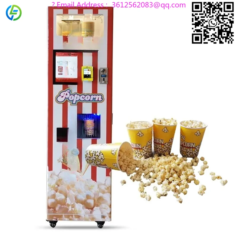 Customized No Oil Popper With Cups Bucket Shelves Popcorn Vending Machine Expendedora De Pop Corn