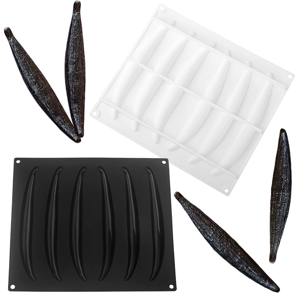 1 or 6 or 10-Cell Vanilla Pod Design Chocolate Mold Dessert Baking Tools Kitchen Silicone Bakeware Food Grade Cake Mould