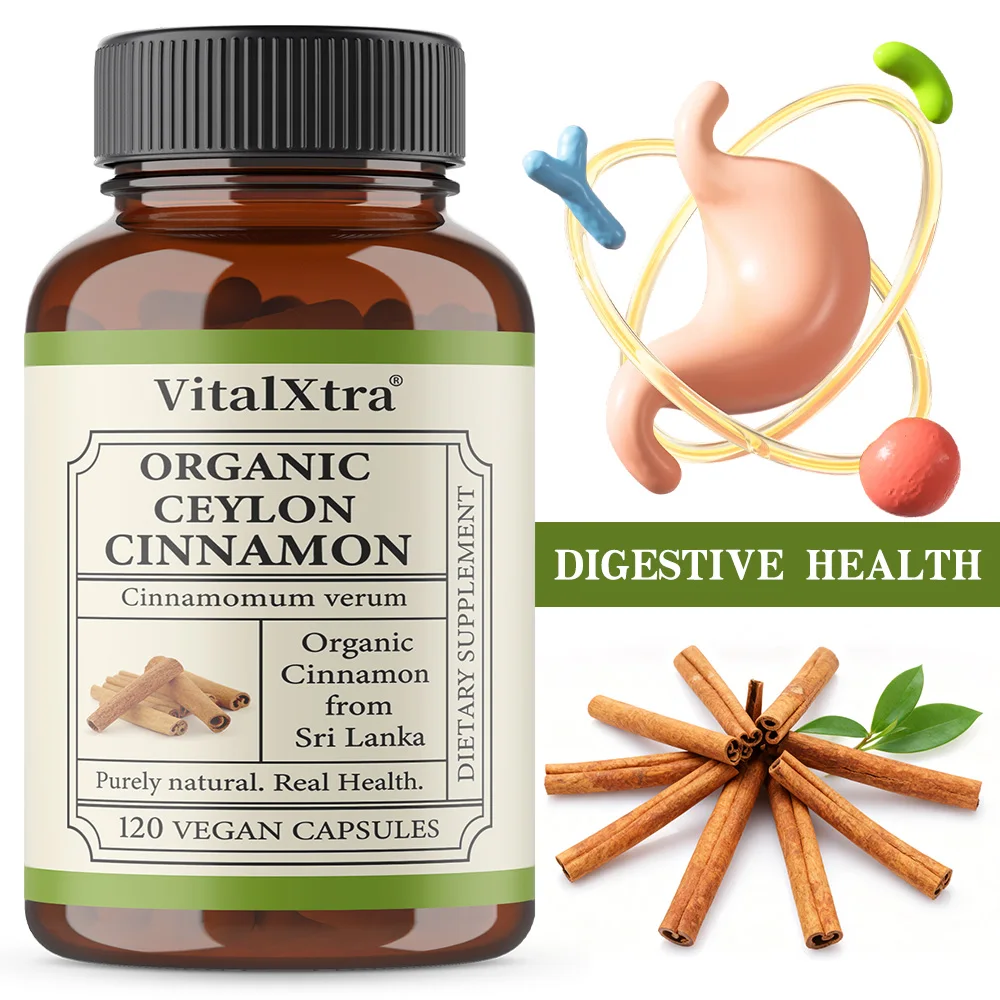 

Organic Ceylon Cinnamon Capsules - Non-GMO | 120 Vegan Capsules, Supports Brain and Joint Healthy, Promotes Metabolism