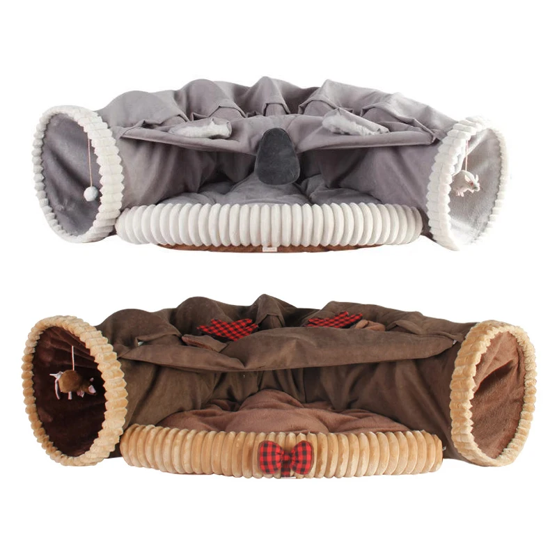 

Manufacturers Wholesale Winter Comfort Warm Cotton Cat Toy Tunnel Pet House with Christmas Deer Animal Pattern