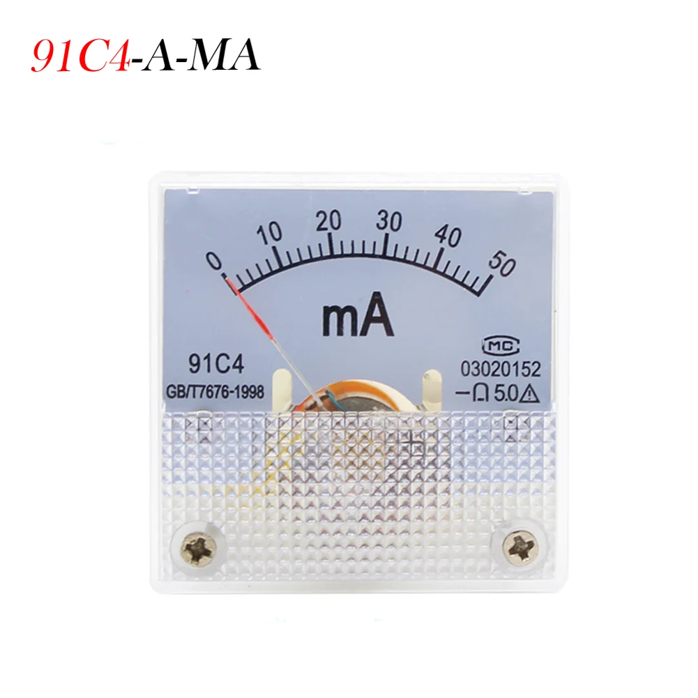Ponto de Posicionamento Amperímetro cc Ponteiro 50ma500ma1a2a5 0a 75mv 45×45 mm 91c4