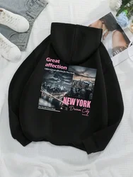 New York Dream City Printed Hoodies Casual Fashion Women Pullover Fashion Sweatshit Girl Coats Rap Rock Sweats Women's Clothing